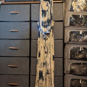 Lulu's Blue and Cream Tie-Dye Jumpsuit